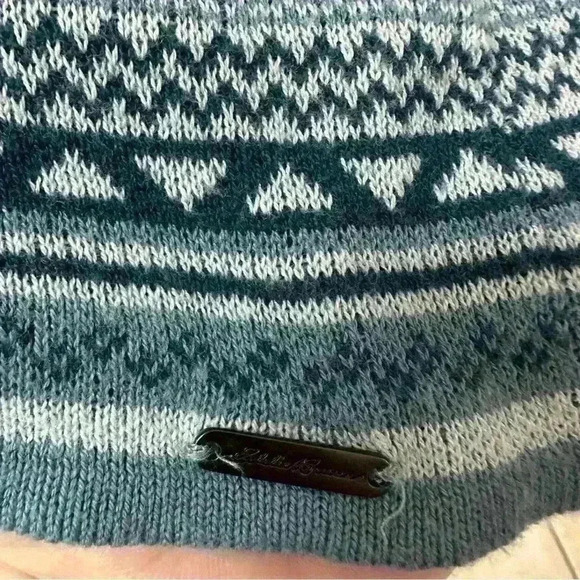 Eddie Bauer Blue Fair Isle Print 1/4 Zip Pullover Sweater Ladies size Medium - Picture 4 of 7